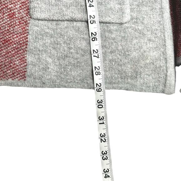 NVLT | Women | Red Gray Hooded Oversized Plaid Hooded Cardigan | Size Small - Picture 5 of 9